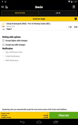 Bwin Sports android App screenshot 2
